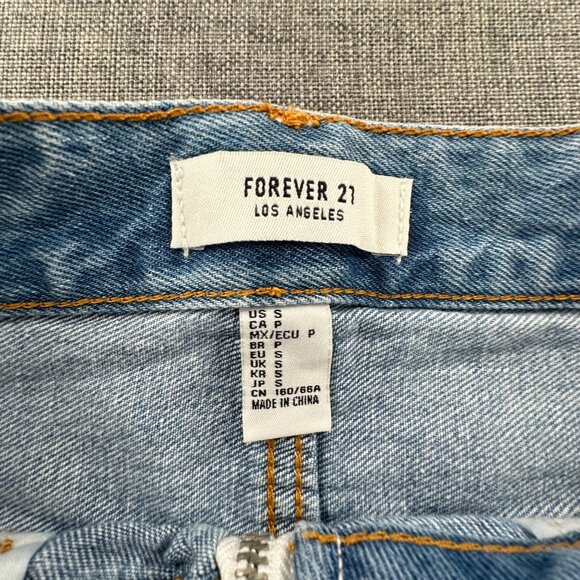 NEW! Forever 21 Jean‎ Mini Skirt Small Fringe Distressed Zipper in Front Cotton - Picture 2 of 9